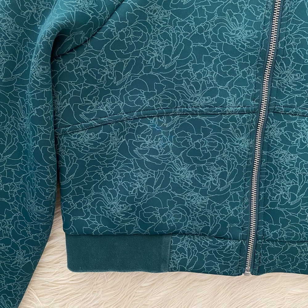 Balance Athletica Vitality Green Deep Sea Zip Front Cropped Bomber Flight Jacket - Picture 5 of 15